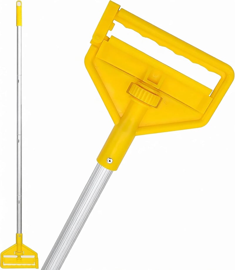 VOUBIEN Commercial Mop Handle Heavy Duty,60" Industrial Mop Stick,Wet Mops Head Replacement Holder for Professional/Industrial Floor Cleaning, Yellow, - Image 1